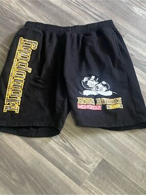 Men's Black Graphic Athletic Shorts with Monopoly Print